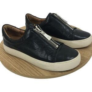 Frye Womens Lena Leather Zipper Low Top Sneakers Platform Shoes Black Size 7.5M
